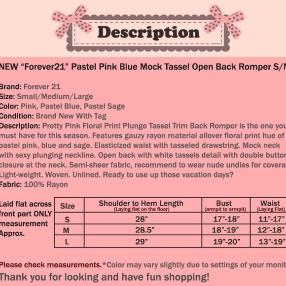Last☝️ Pink Blue Tassel Open Back Halter Romper - Picture 8 of 8